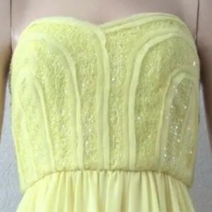 BCBG DRESS Strapless Cocktail Flirty Fun Yellow 10